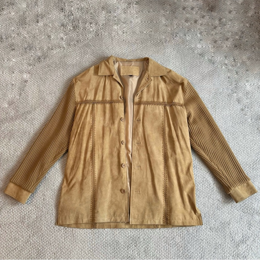 Vintage 90s Genuine Suede Leather Western Tan Jacket | Rodelli Uomo Retro Coats